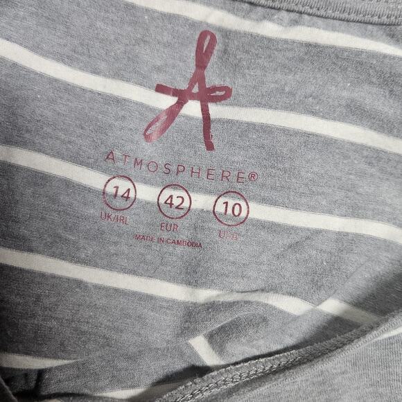 Grey and White Striped Long Sleeve Top Size 10/Small - Picture 3 of 4